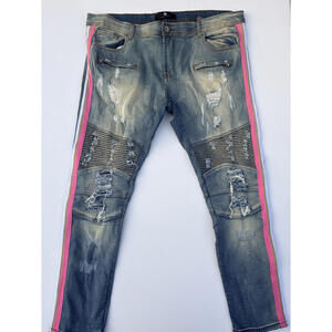 Focus Men's Biker Distressed Skinny Jeans (Size 44x32)